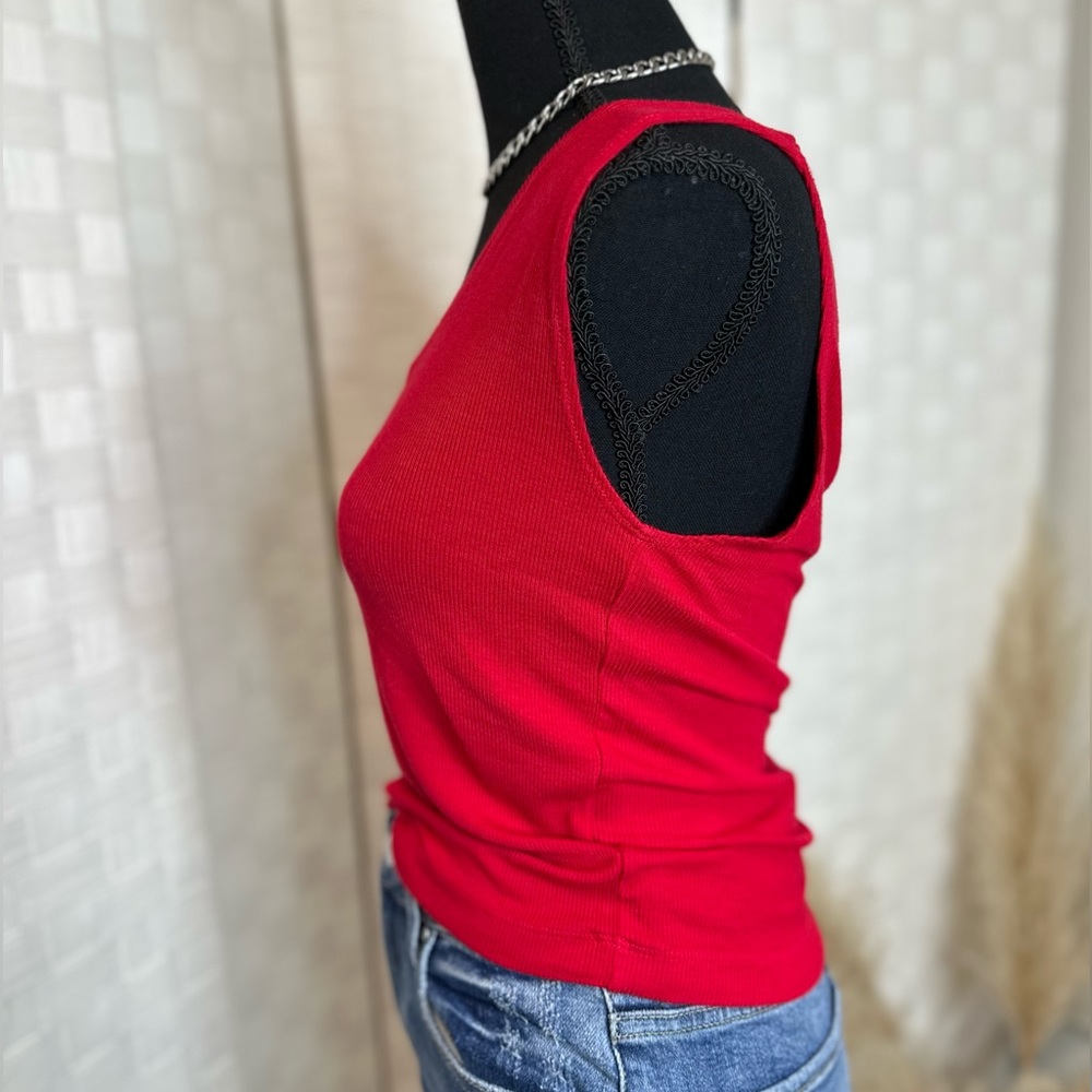 Michael Stars OS Red Ribbed Tank - Picture 4 of 4